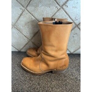 Landis Campus Western Cowboy Boots Mens Size 7 M Tan Leather Zip Up Boots
